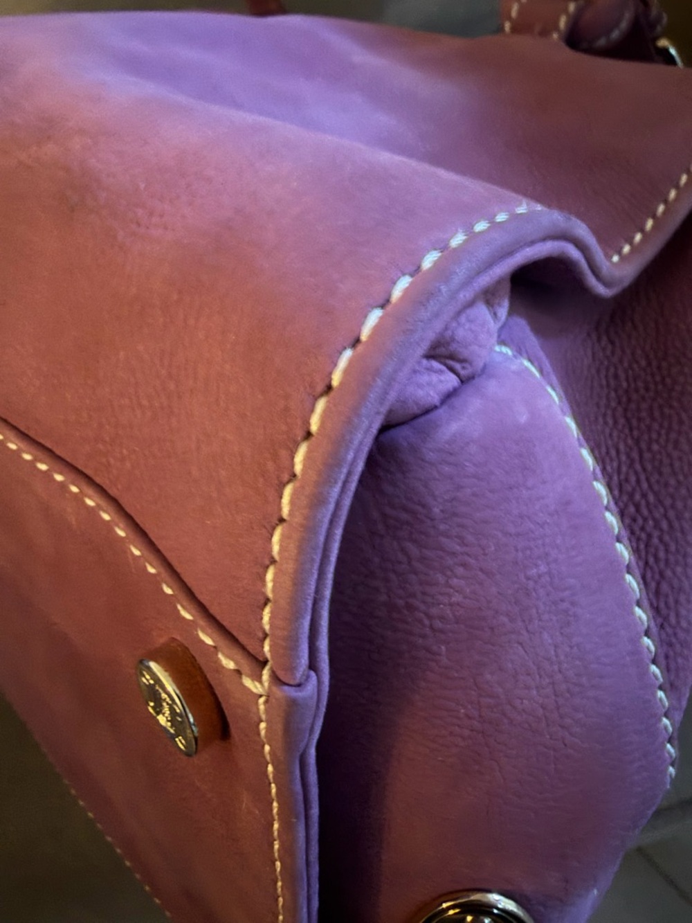 Celine Suede Satchel Handbag in Plum - Picture 5 of 14